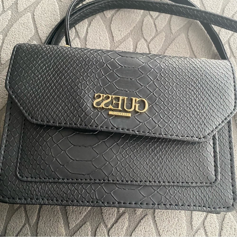 GUESS Black Snake Pattern Crossbody Bag